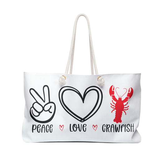 Peace Love Crawfish Weekender Bag